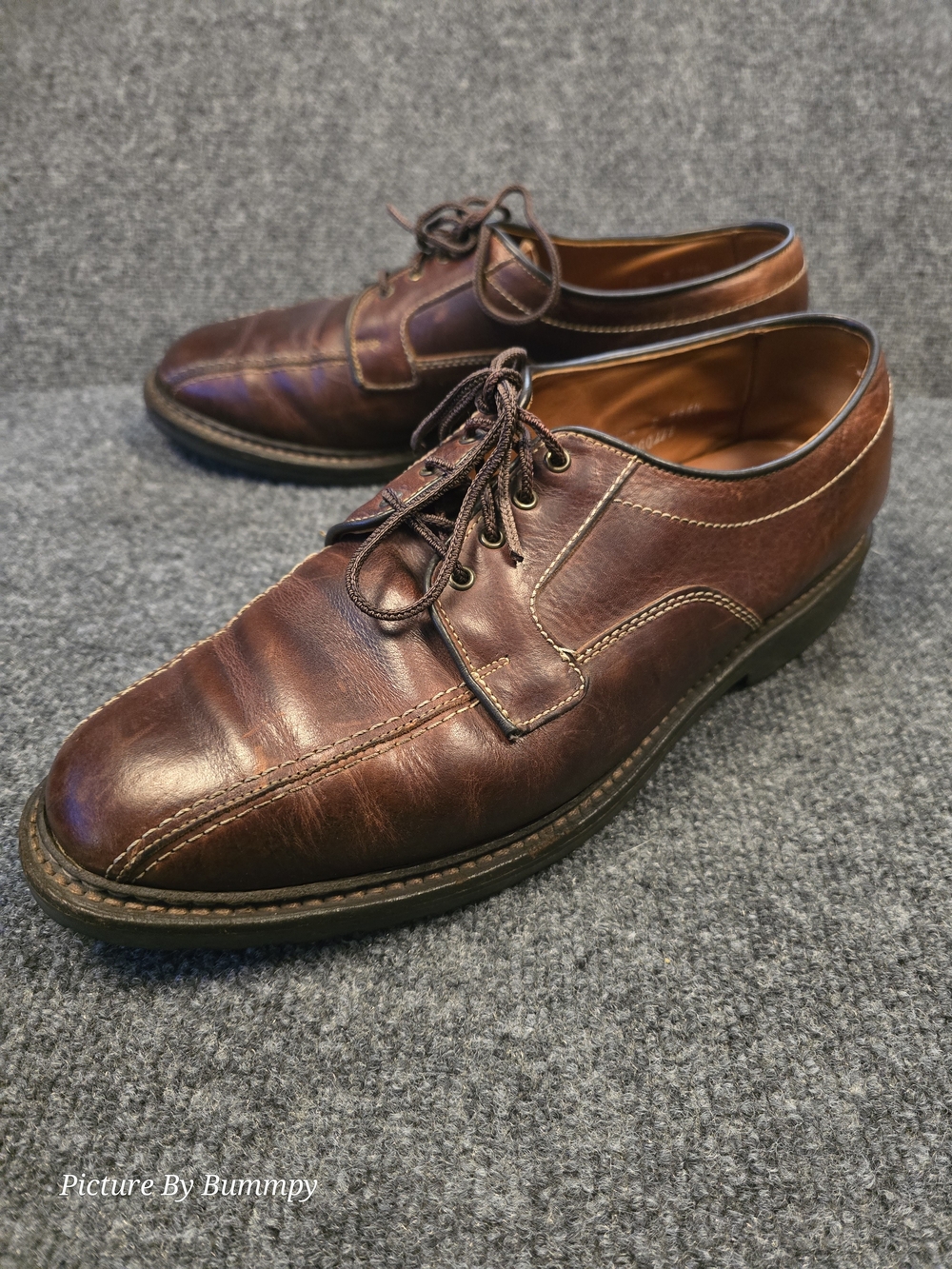 Vintage Allen Edmonds Mapleton Brown Oiled Leather Derby Shoes 10.5D